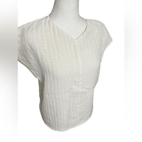 EVERLANE Mini Jacquard Stripe Top v neck boxy short sleeve 2 small medium - Picture 1 of 10